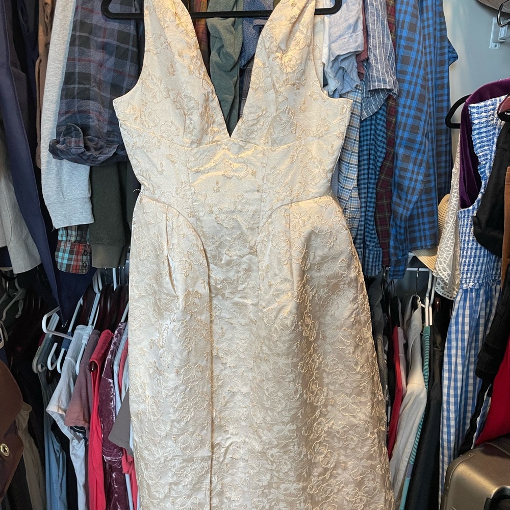 New w/Tags House of CB Ivory Jacquard Brocade Paloma XL Dress